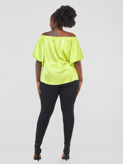 Vivo Sanyu Bubble Off - Shoulder Top - Lime - Shopzetu