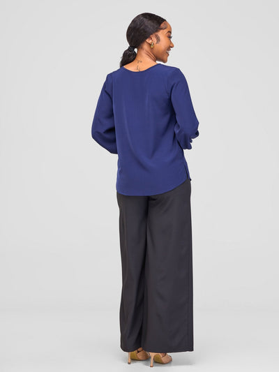 Vivo Ajani Long Sleeve Top - Navy Blue - Shopzetu