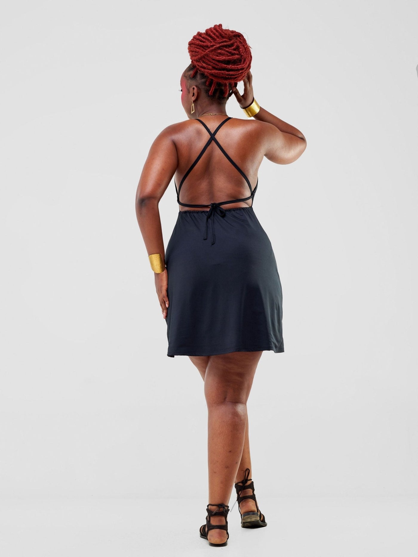 Zoya Party Cowl Bare Back Mini Dress - Black - Shopzetu