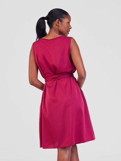 Vivo Maua Sleeveless Tent Knee Length Dress - Maroon - Shopzetu