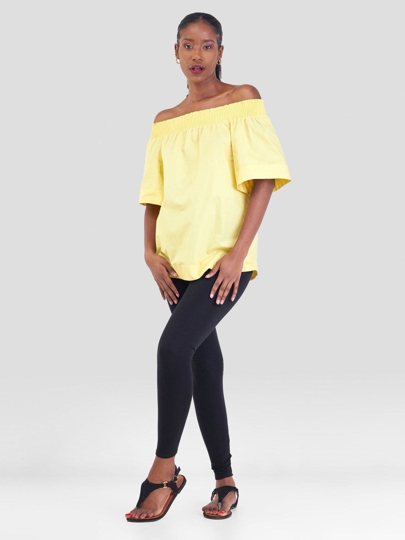 Safari Zene Off Shoulder Top - Yellow - Shopzetu