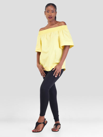 Safari Zene Off Shoulder Top - Yellow - Shopzetu