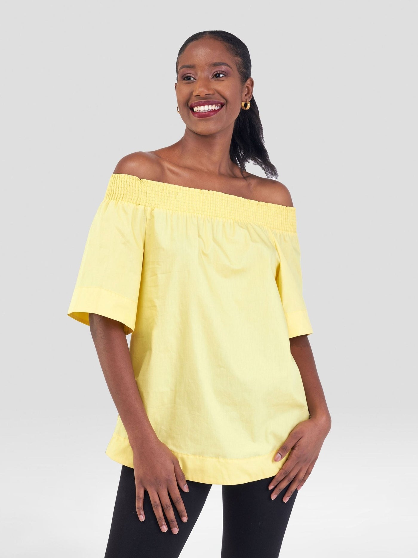Safari Zene Off Shoulder Top - Yellow - Shopzetu