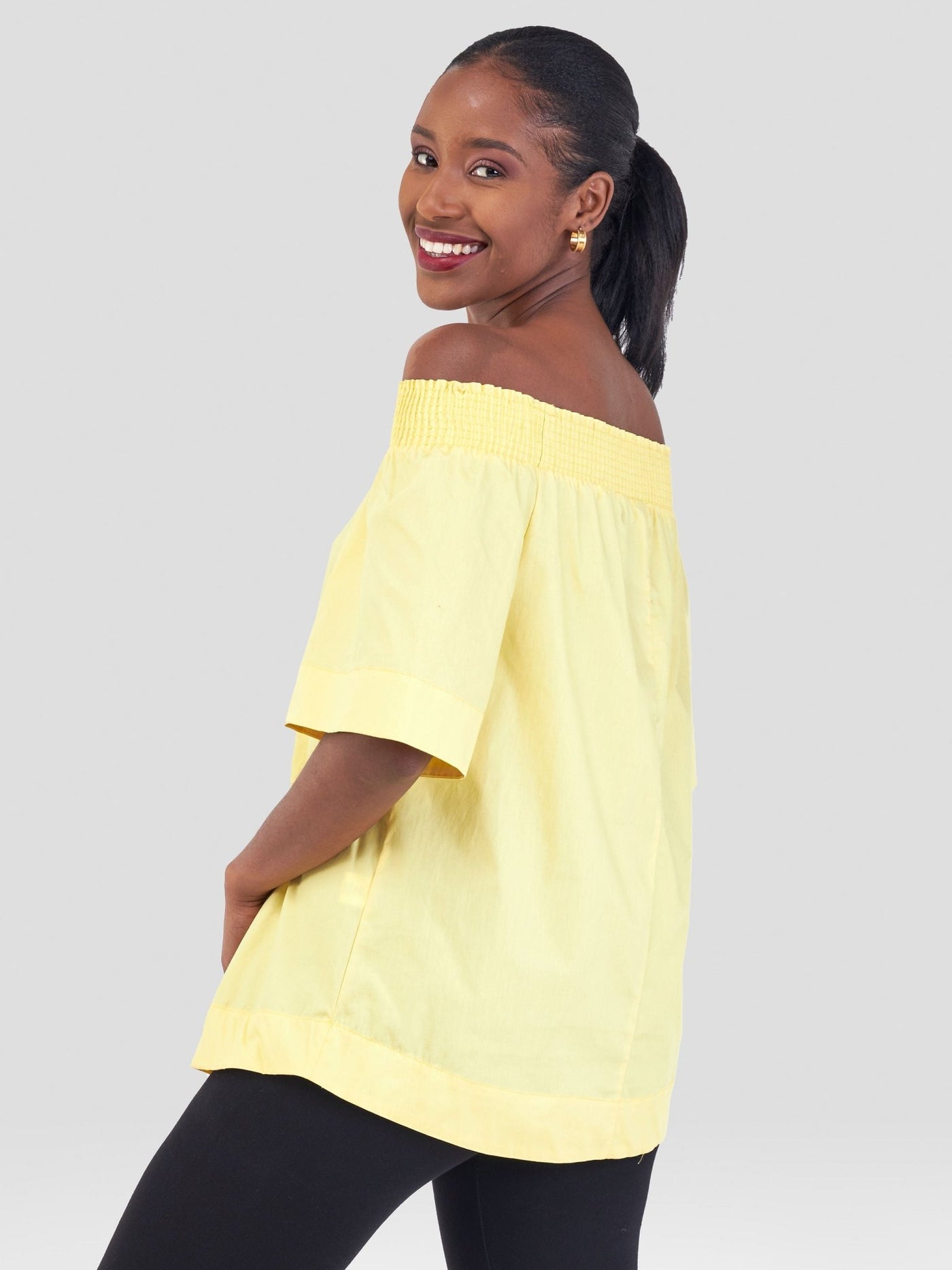Safari Zene Off Shoulder Top - Yellow - Shopzetu