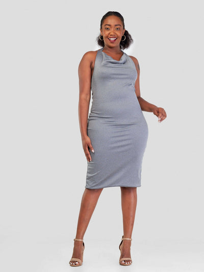 Juka Closet Halter Neck Dress - Grey - Shopzetu