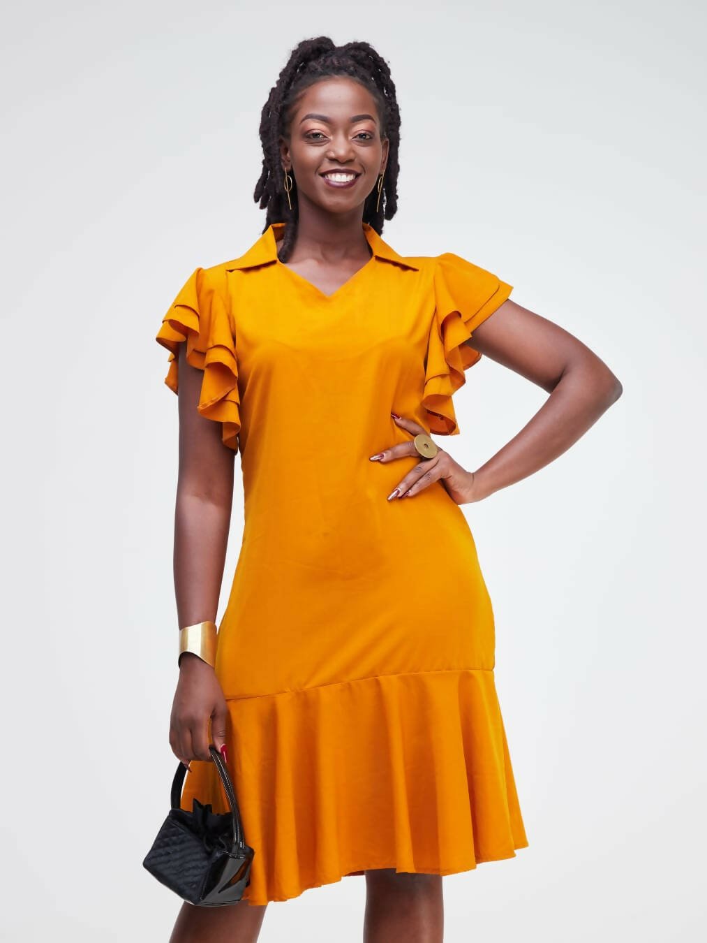 Phyls Collections Naisoi Knee Length Shift Dress - Bright Yellow - Shopzetu