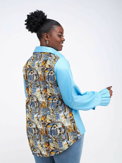 Simbaress Ankara Mix Duma Top - Blue - Shopzetu