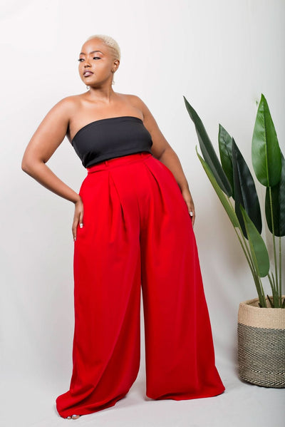 African Yuva Palazzo Pants - Red - Shop Zetu Kenya