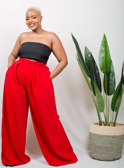 African Yuva Palazzo Pants - Red - Shop Zetu Kenya