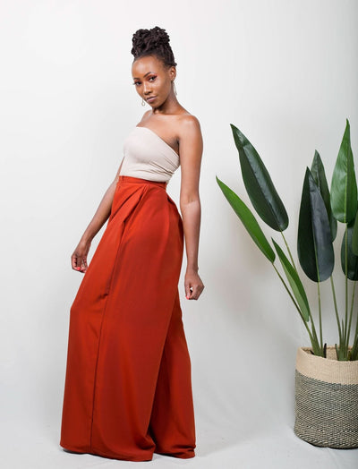 African Yuva Tulips Pants - Rust - Shop Zetu Kenya