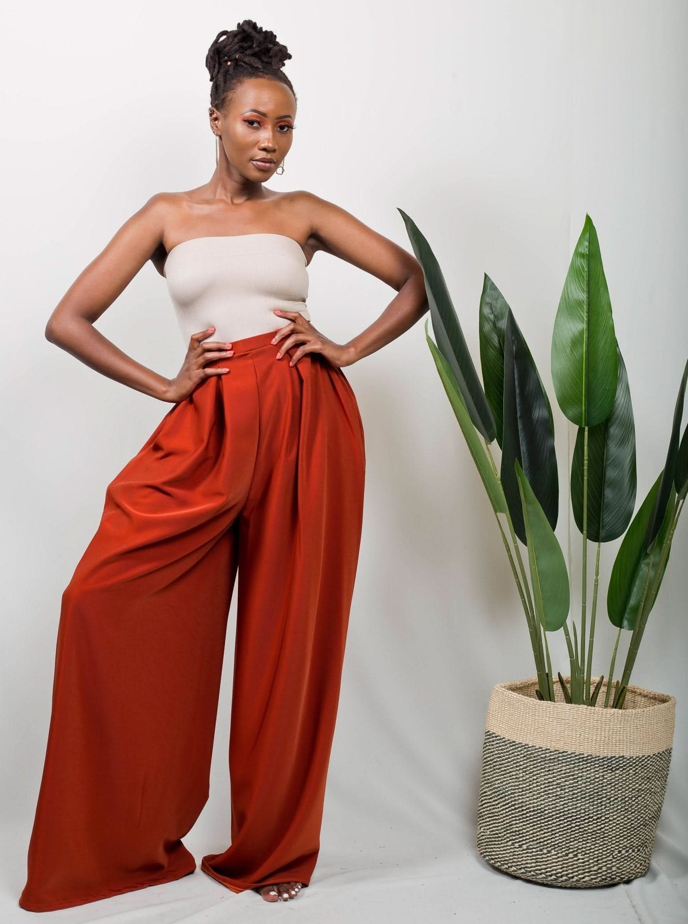 African Yuva Tulips Pants - Rust - Shop Zetu Kenya