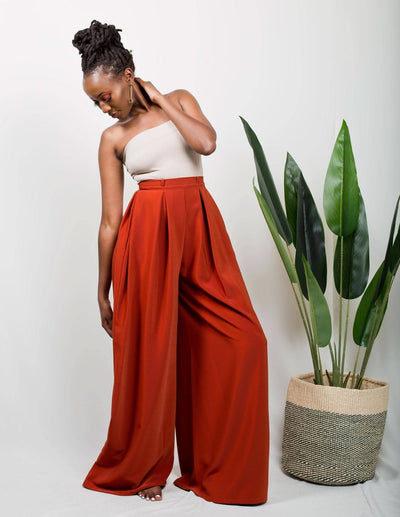 African Yuva Tulips Pants - Rust - Shop Zetu Kenya