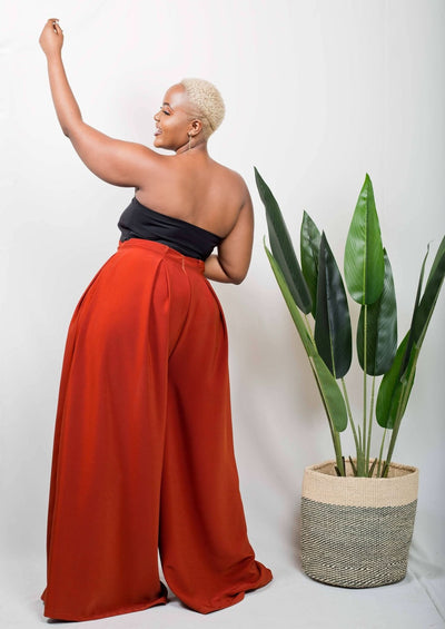 African Yuva Tulips Pants - Rust - Shop Zetu Kenya