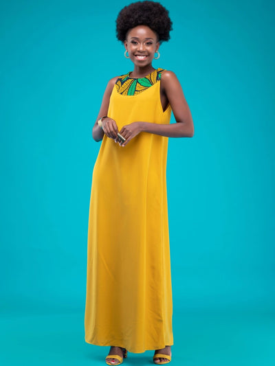 AfroZaina Waridi Maxi Dress - Mustard - Shop Zetu Kenya