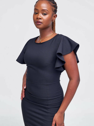 The Fashion Frenzy Bell Cap Sleeve Dress - Black - Shopzetu