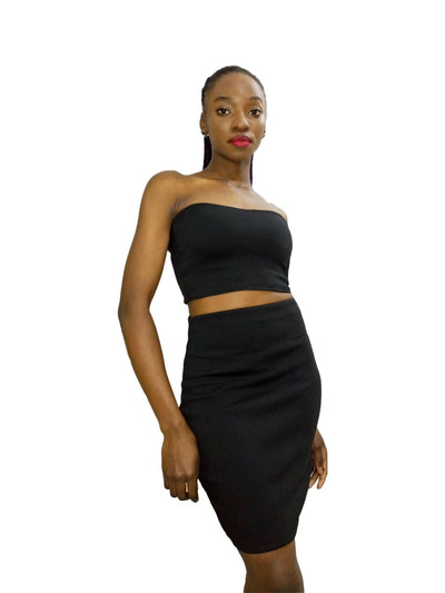 Da'joy Fashions Tube Top Skirt Set - Black - Shopzetu