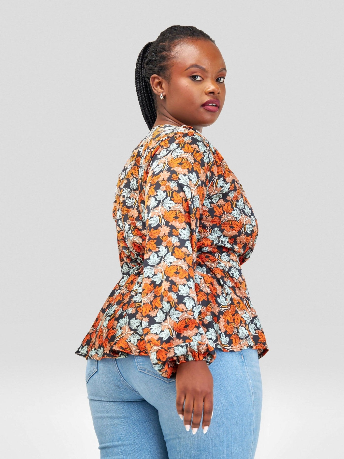 Silk House Collection Zoella Top - Orange / Brown print - Shopzetu
