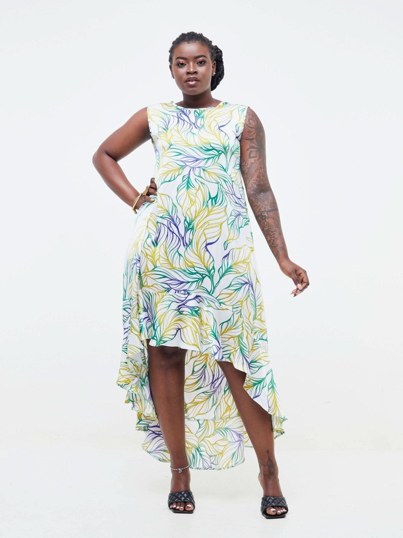 Phyls Collections Lamu Tamu High Low Dress - Green - Shopzetu