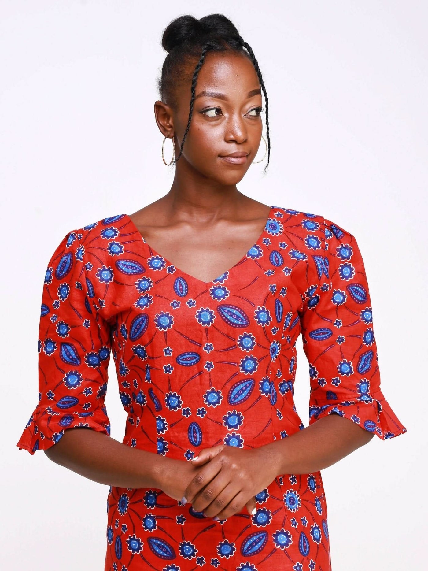 Ancestral House Africa Inspired Uwa Loose Dress - Red - Shopzetu