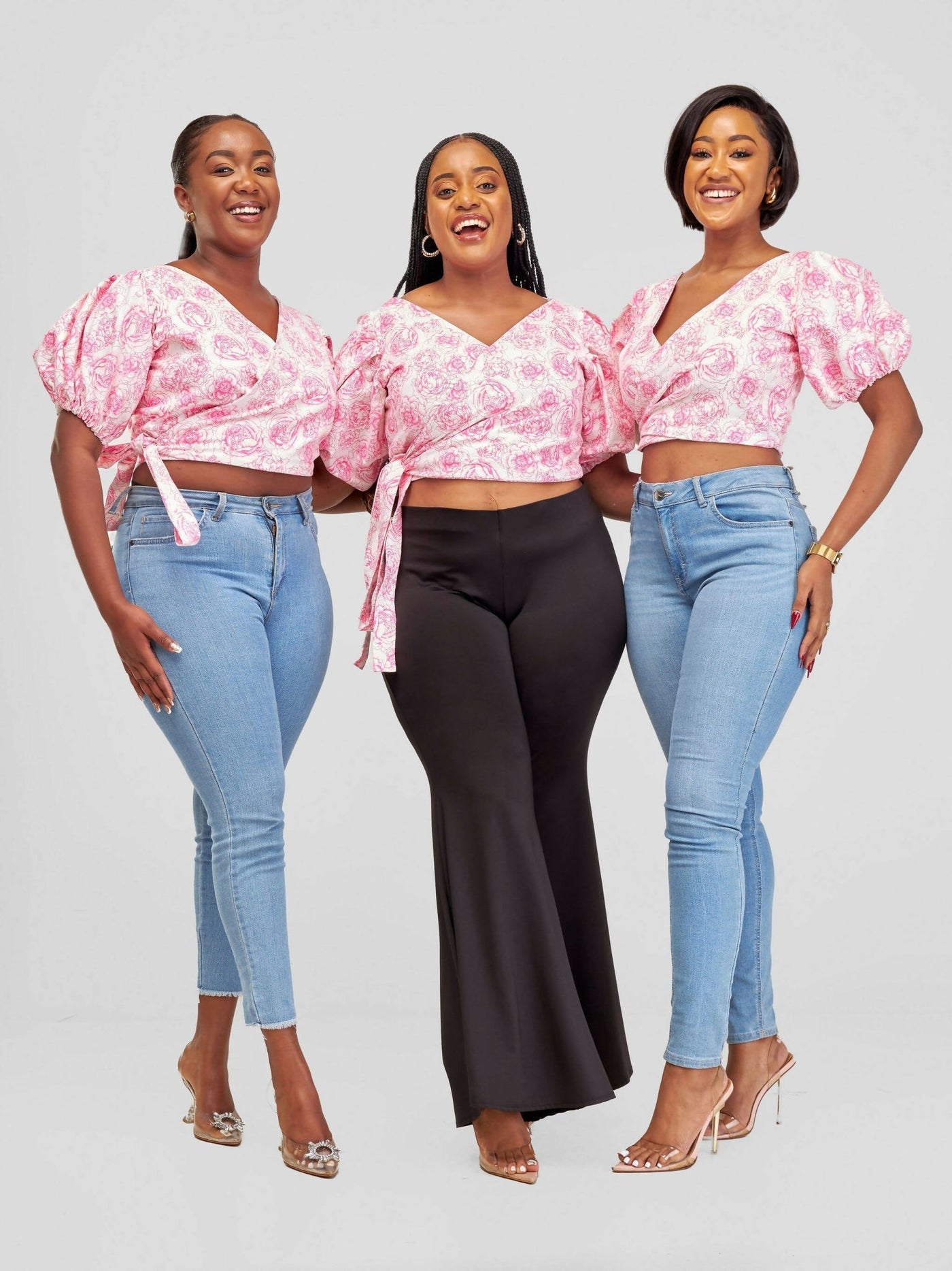Chic Clique Waridi Wrap Top - Pink / White - Shopzetu