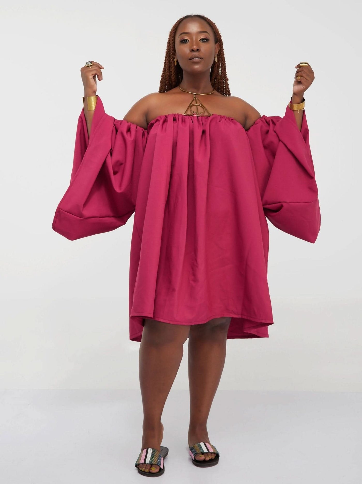 Izulu Bloom Dress - Light Maroon - Shop Zetu Kenya