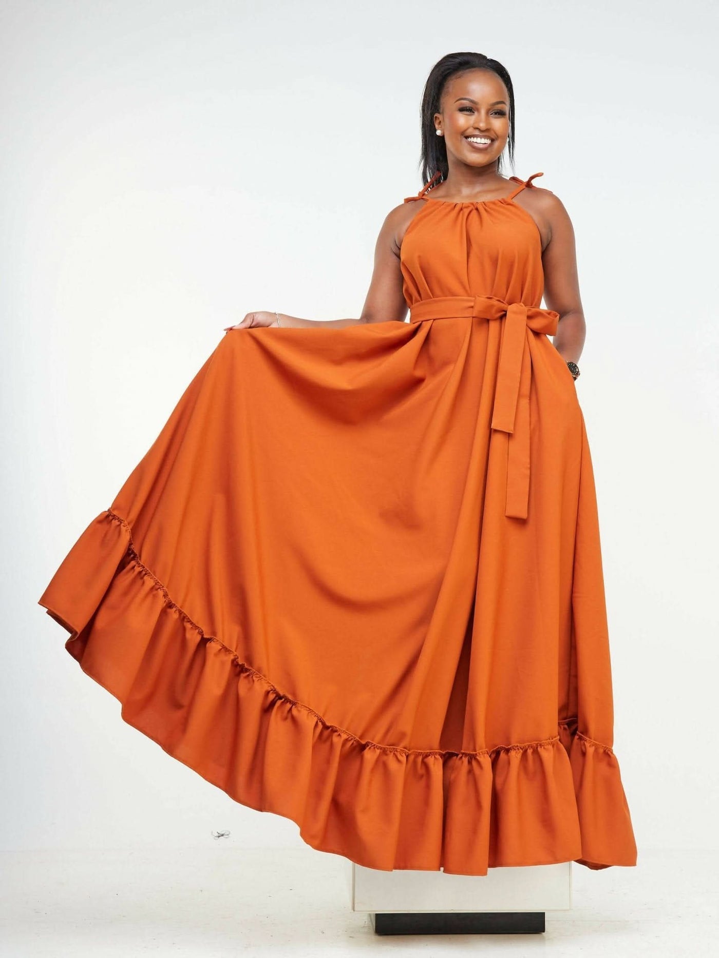 Izulu Lugard Dress - Burnt Orange - Shop Zetu Kenya