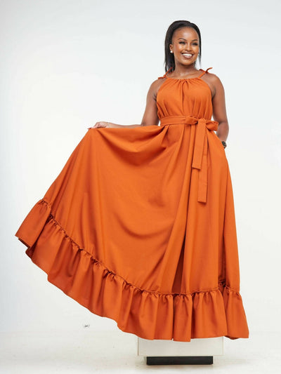 Izulu Lugard Dress - Burnt Orange - Shop Zetu Kenya