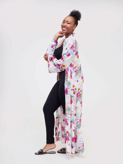 Phyls Collections Malindi Kimono - White - Shopzetu