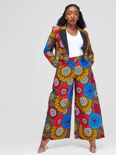 SBV Ankara Pant Suit - Red Print - Shopzetu
