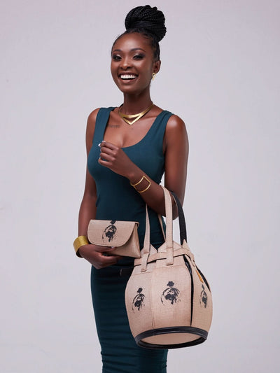 Kuldra Pineapple Spike Handbag - Taupe - Shopzetu