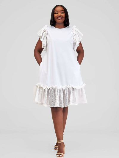 Mariste Shakira Shift Dress - White - Shopzetu