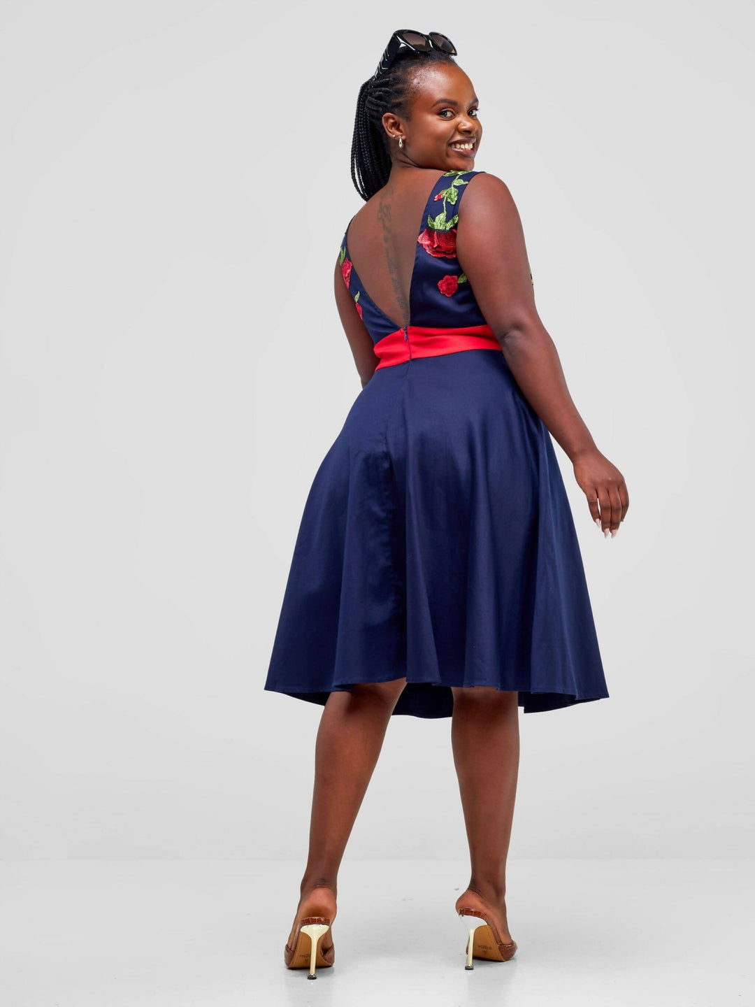 Immaculate Chic Skater Dress - Navy Blue - Shopzetu