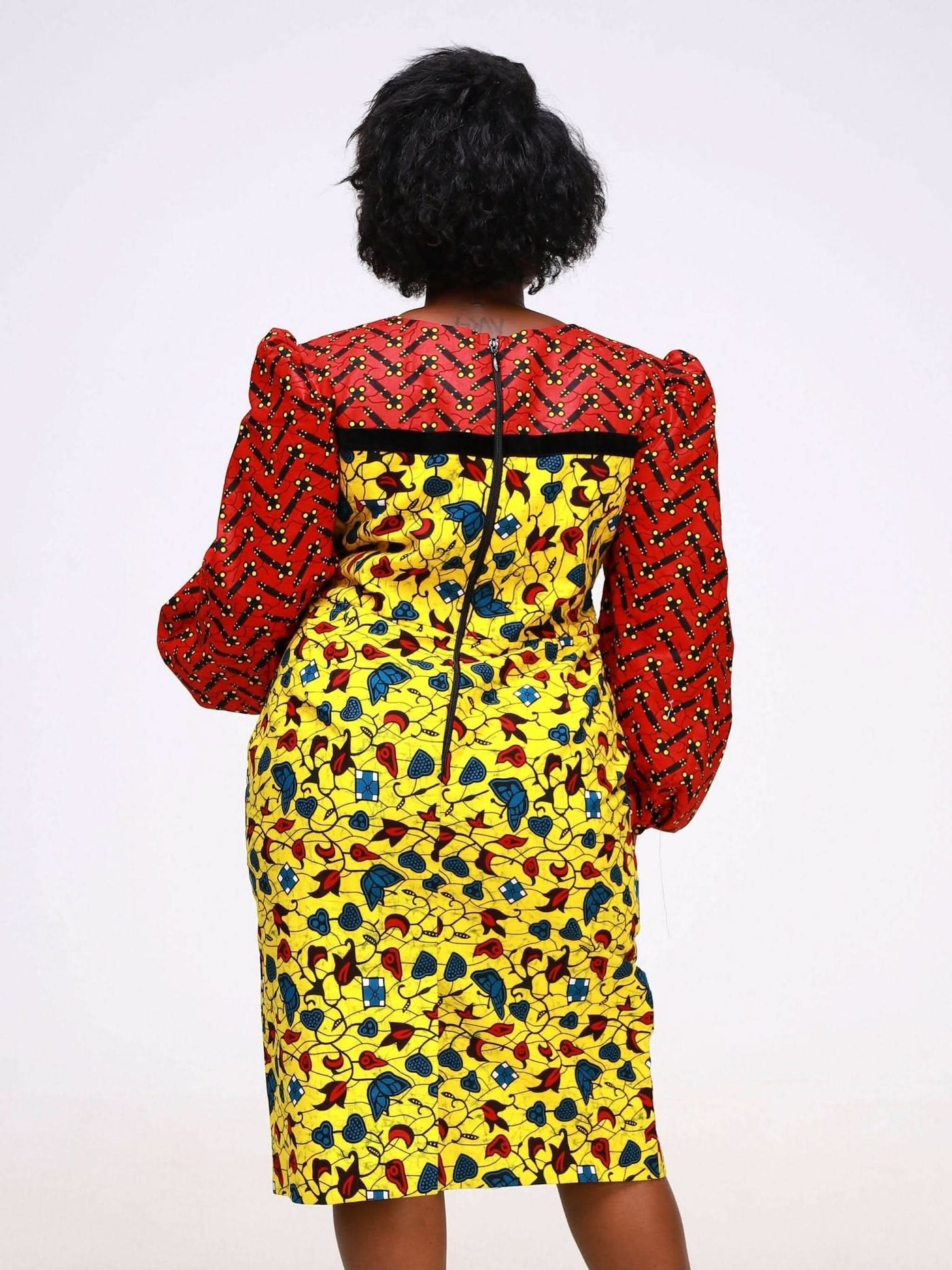 Ancestral House DD Ajike Fitted Dress - Yellow - Shopzetu