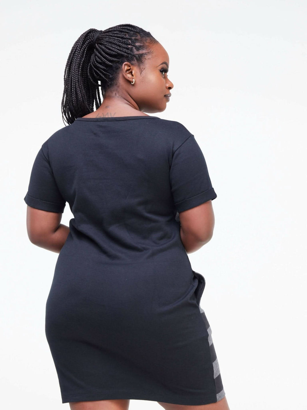 Hessed Short Sleeved Mini Dress - Grey - Shopzetu