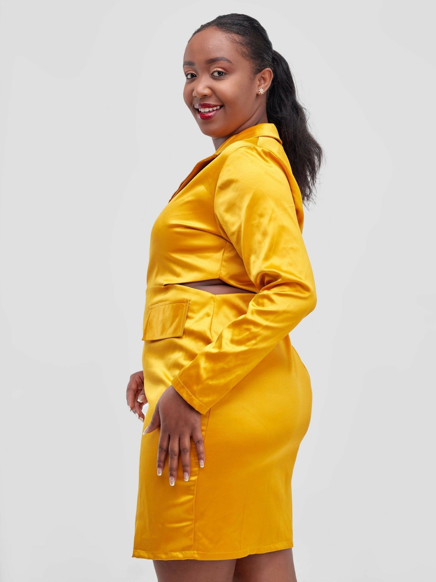 HOT Blazer Party Dress - Mustard - Shopzetu