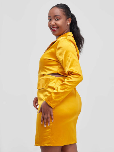 HOT Blazer Party Dress - Mustard - Shopzetu