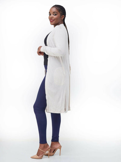Hessed Long Buttoned Waterfall - Natural - Shopzetu
