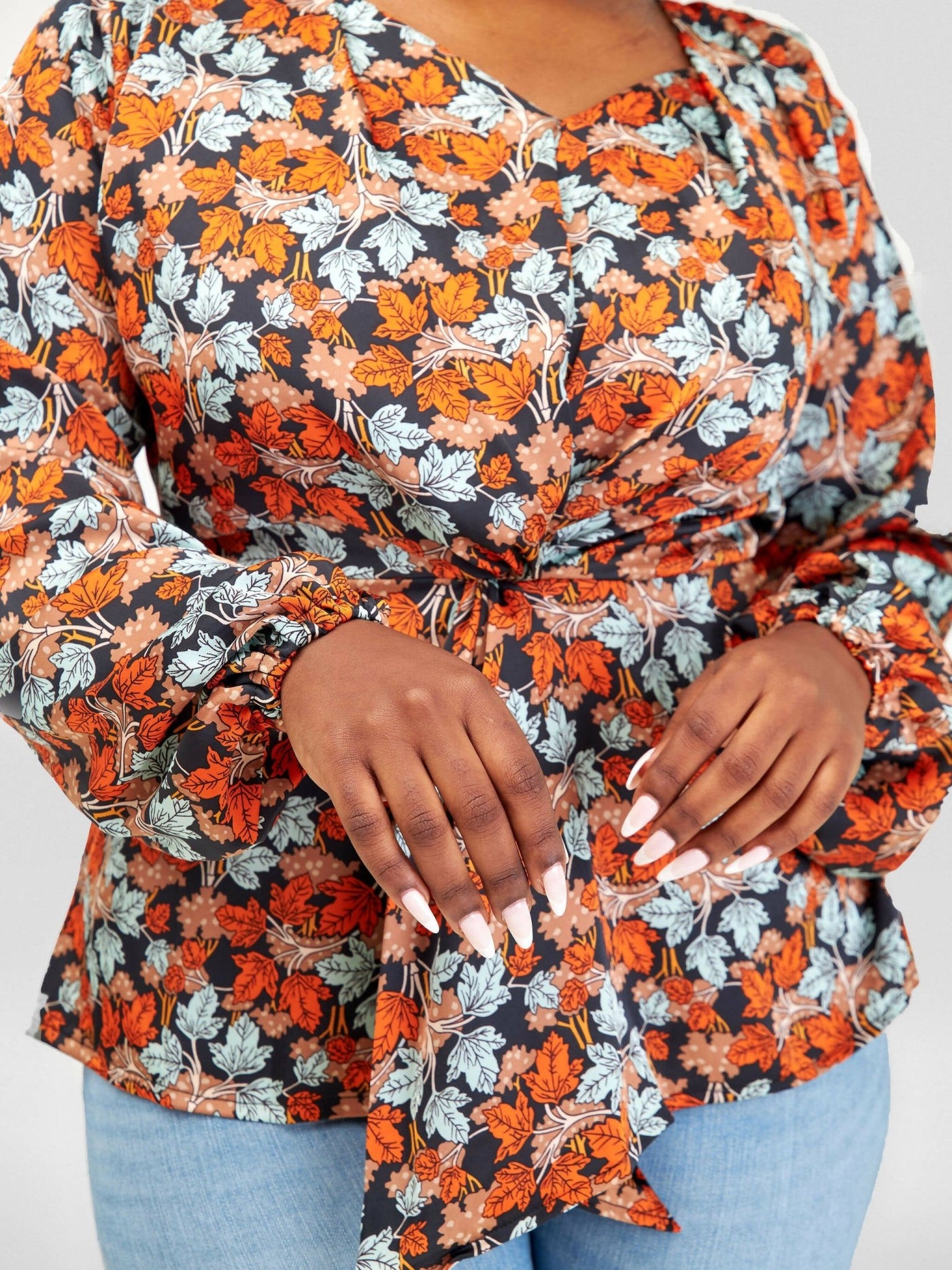 Silk House Collection Zoella Top - Orange / Brown print - Shopzetu