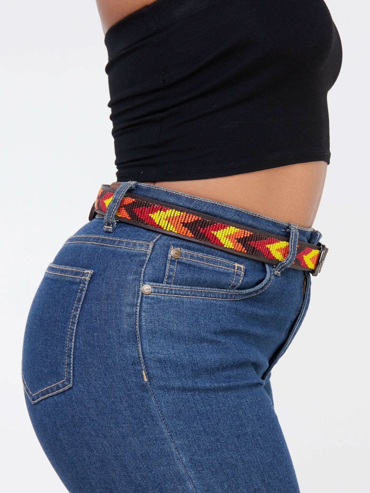 Kiondo Everyday Multicolored Beaded Belt - Brown - Shopzetu