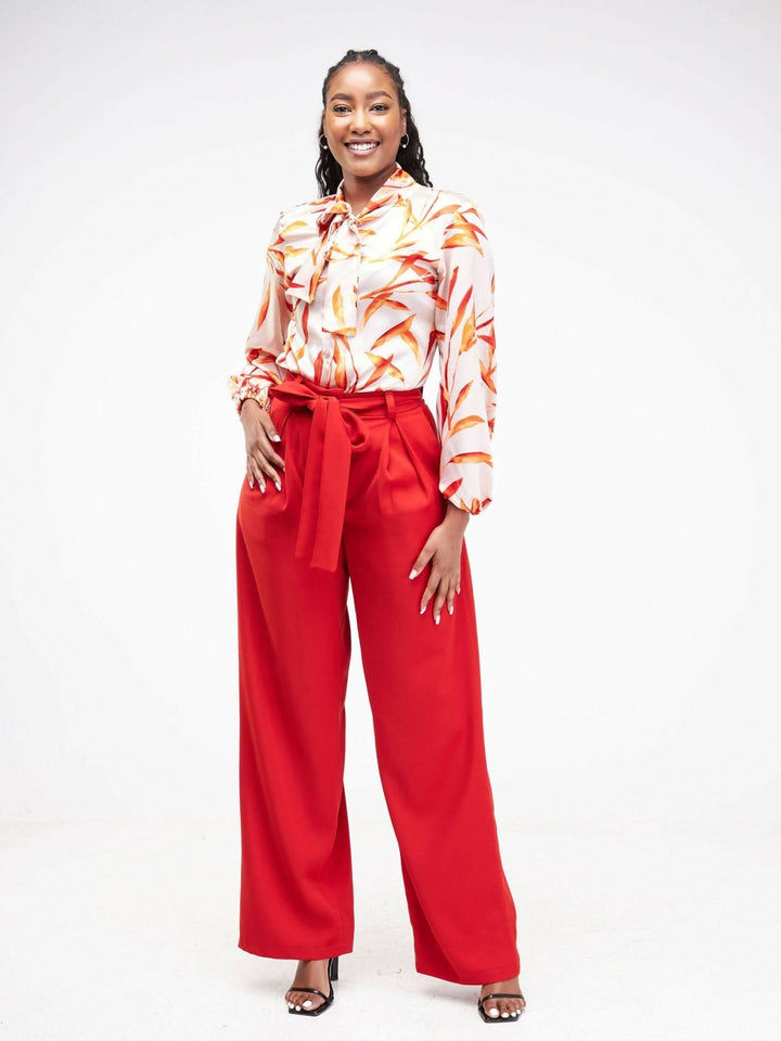 Siri Studio Pleat Palazzo Pants - Rust - Shopzetu