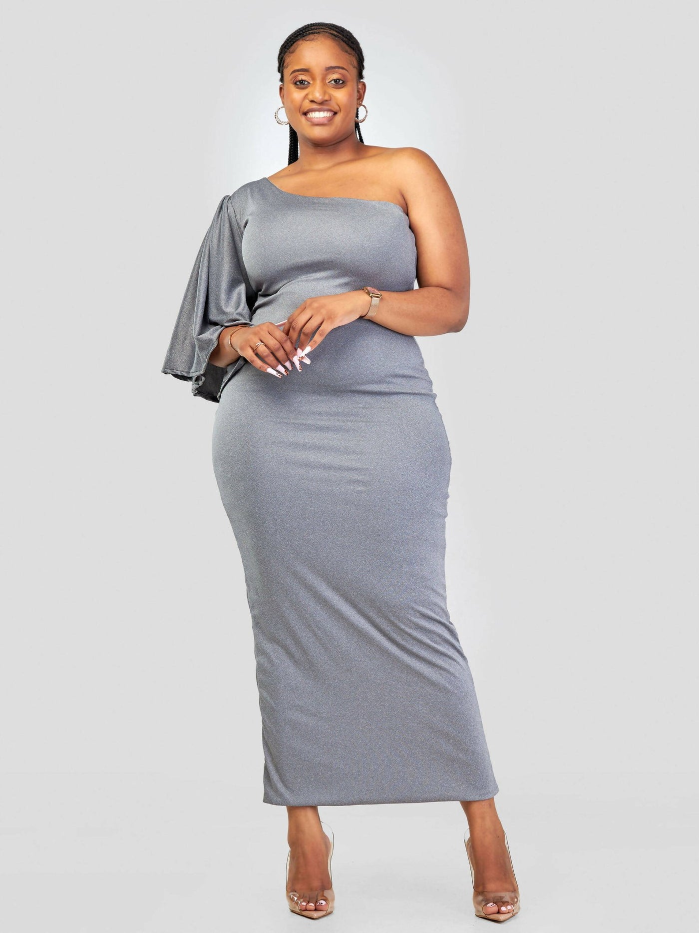 Juka Closet One Hand Dress - Grey - Shopzetu