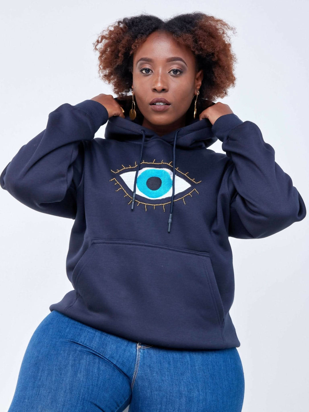 Phase Brands Evil Eye Hoodie - Navy Blue - Shopzetu