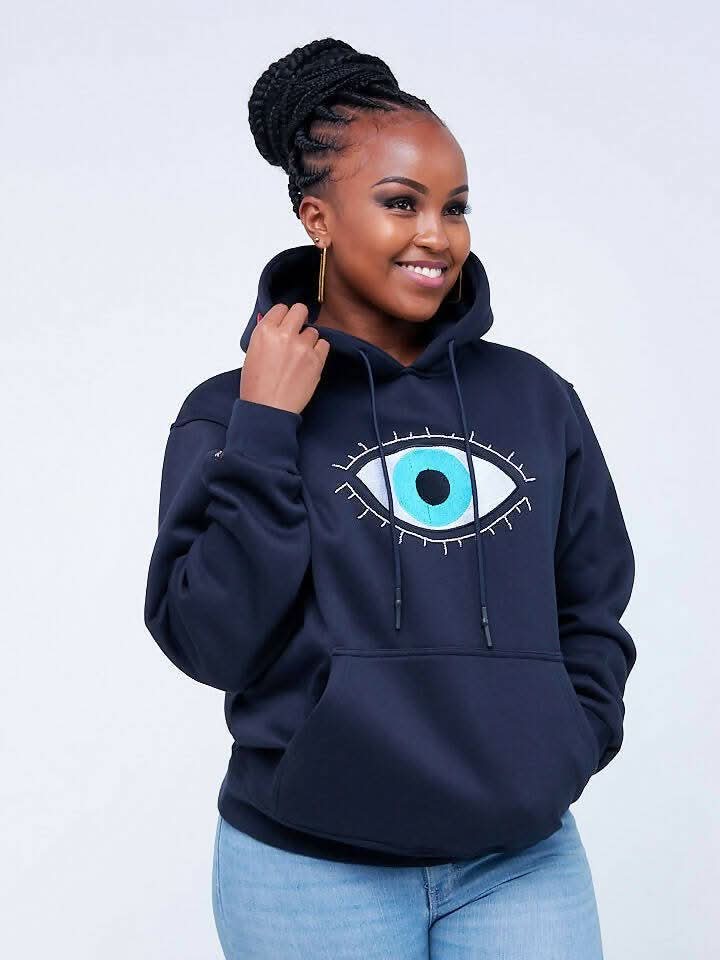 Phase Brands Evil Eye Hoodie - Navy Blue - Shopzetu