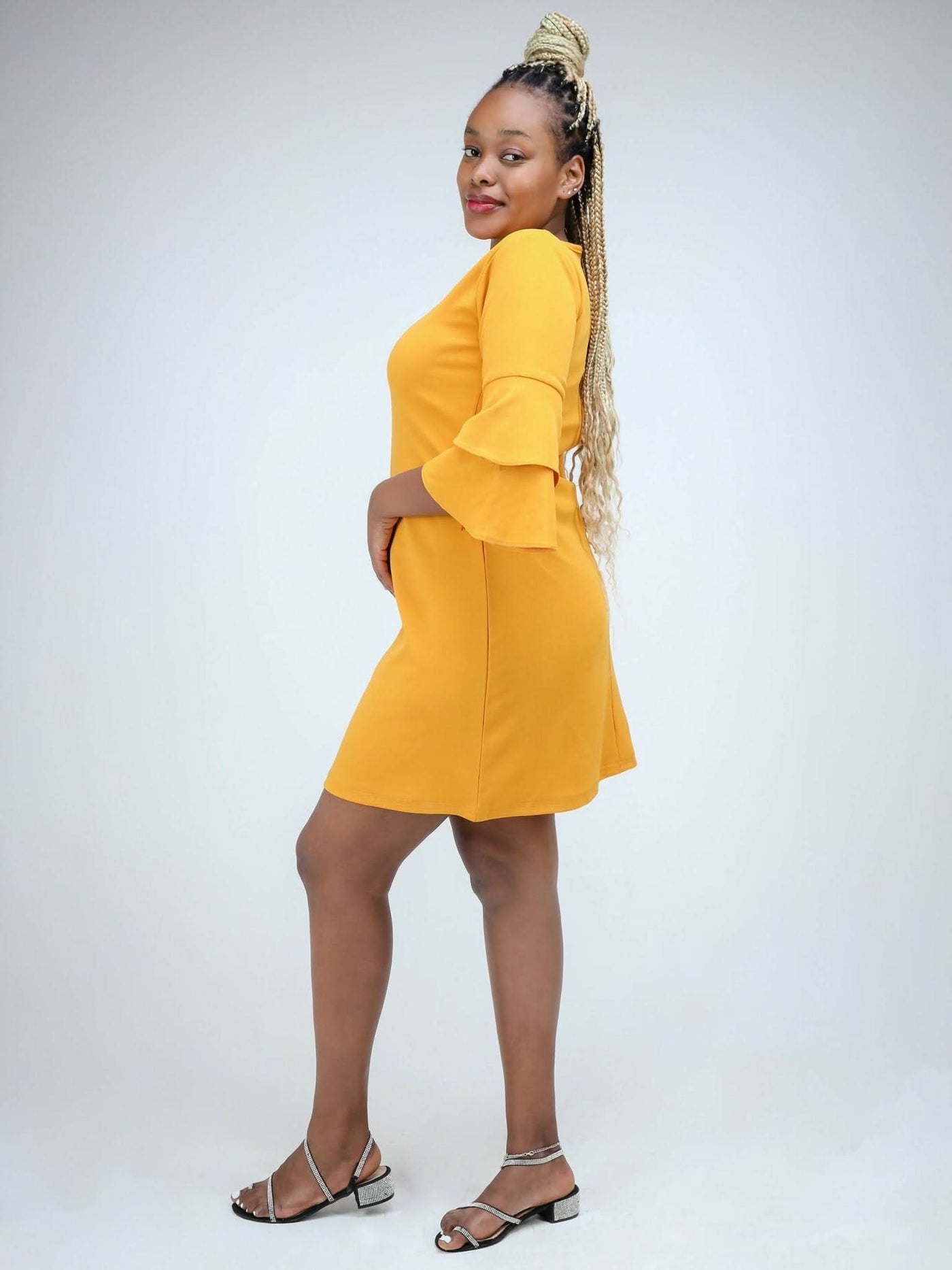 Phyls Collections Zuri Dress - Mustard - Shopzetu