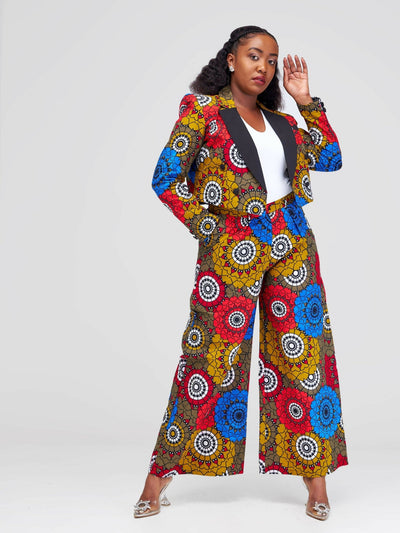 SBV Ankara Pant Suit - Red Print - Shopzetu