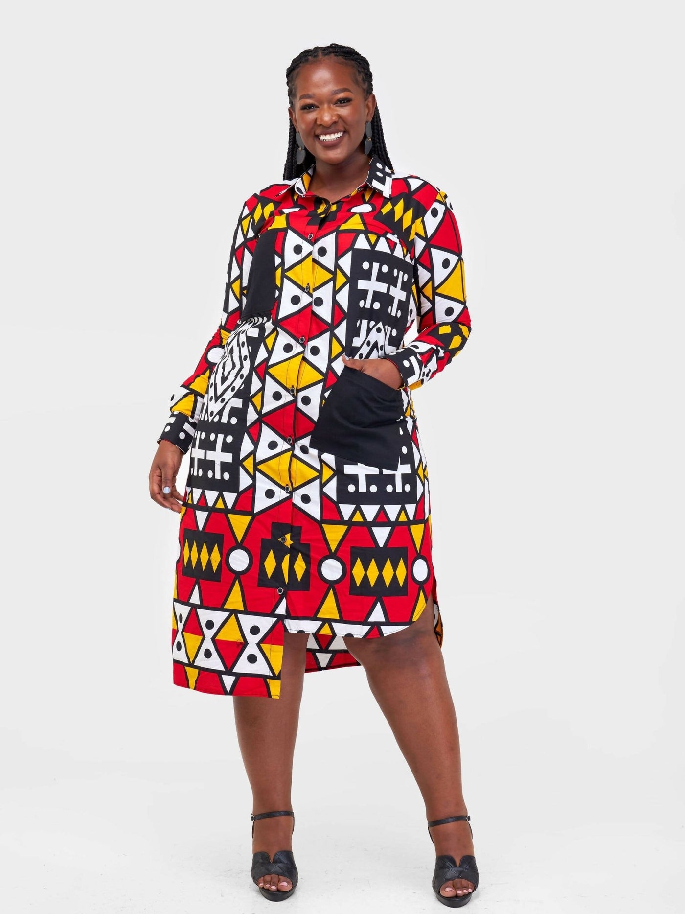 Gravio Fashions Kente Shirt Dress - Multicolored - Shopzetu