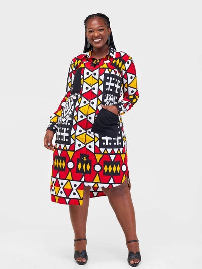 Gravio Fashions Kente Shirt Dress - Multicolored - Shopzetu