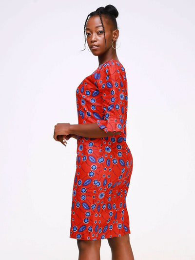 Ancestral House Africa Inspired Uwa Loose Dress - Red - Shopzetu