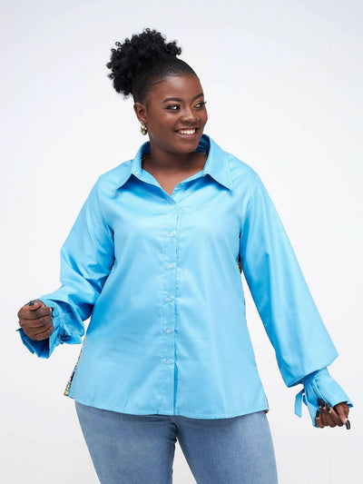 Simbaress Ankara Mix Duma Top - Blue - Shopzetu