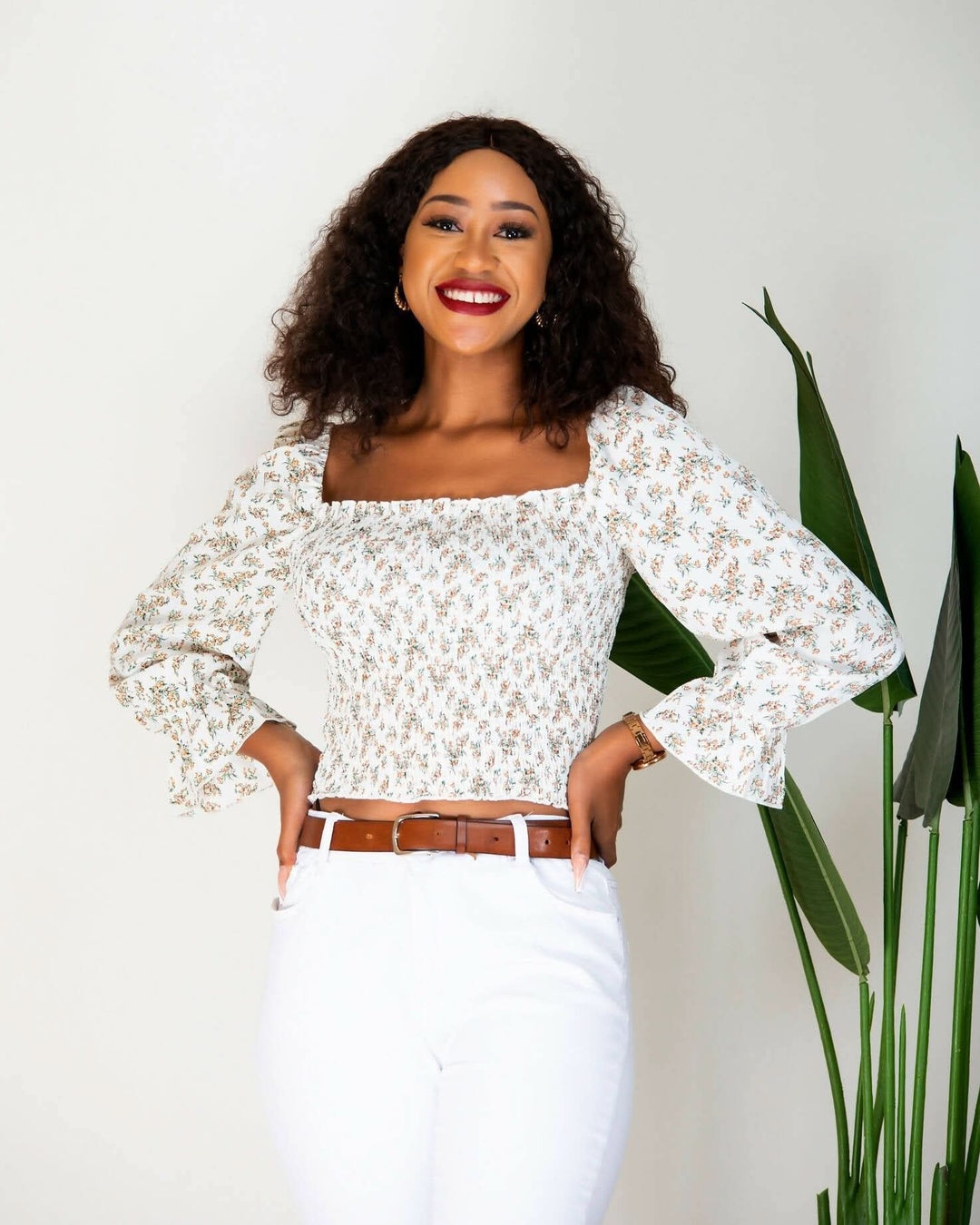 WSC Pambo Nalani Zephie Long Sleeve Crop Top - White - Shopzetu